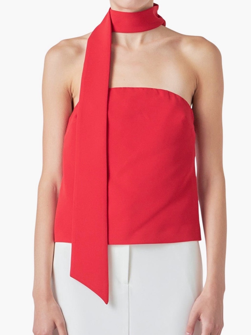 GREY LAB Red Strapless Scarf-Neck Camisole
